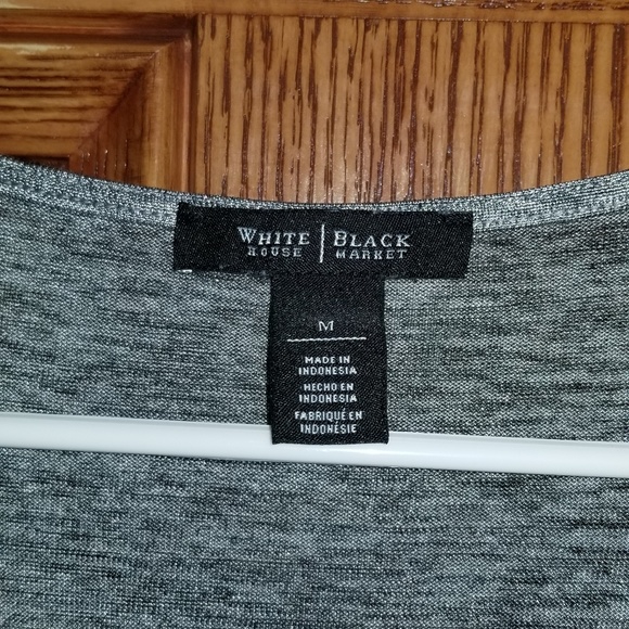 WHITE HOUSE BLACK MARKET Silver wrap front top - Picture 3 of 4